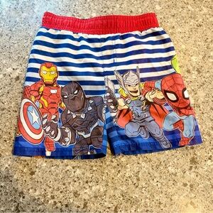 Marvel Kids Superhero Striped Shorts - Blue, Red, Green